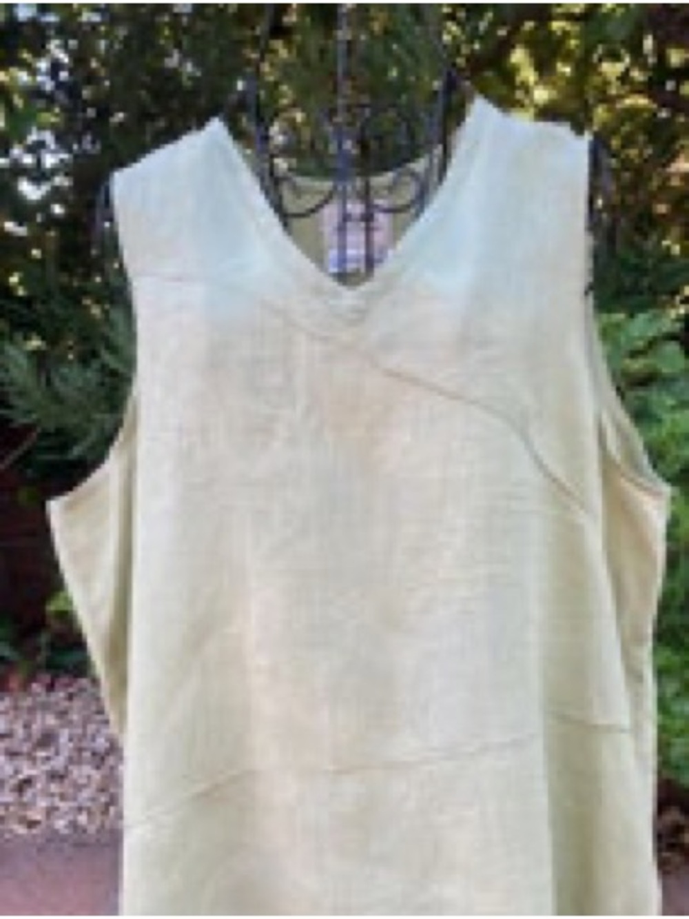 "FLAX by Jeanne Engelhart"
 Sleeveless V-Neck Linen Tunic Top